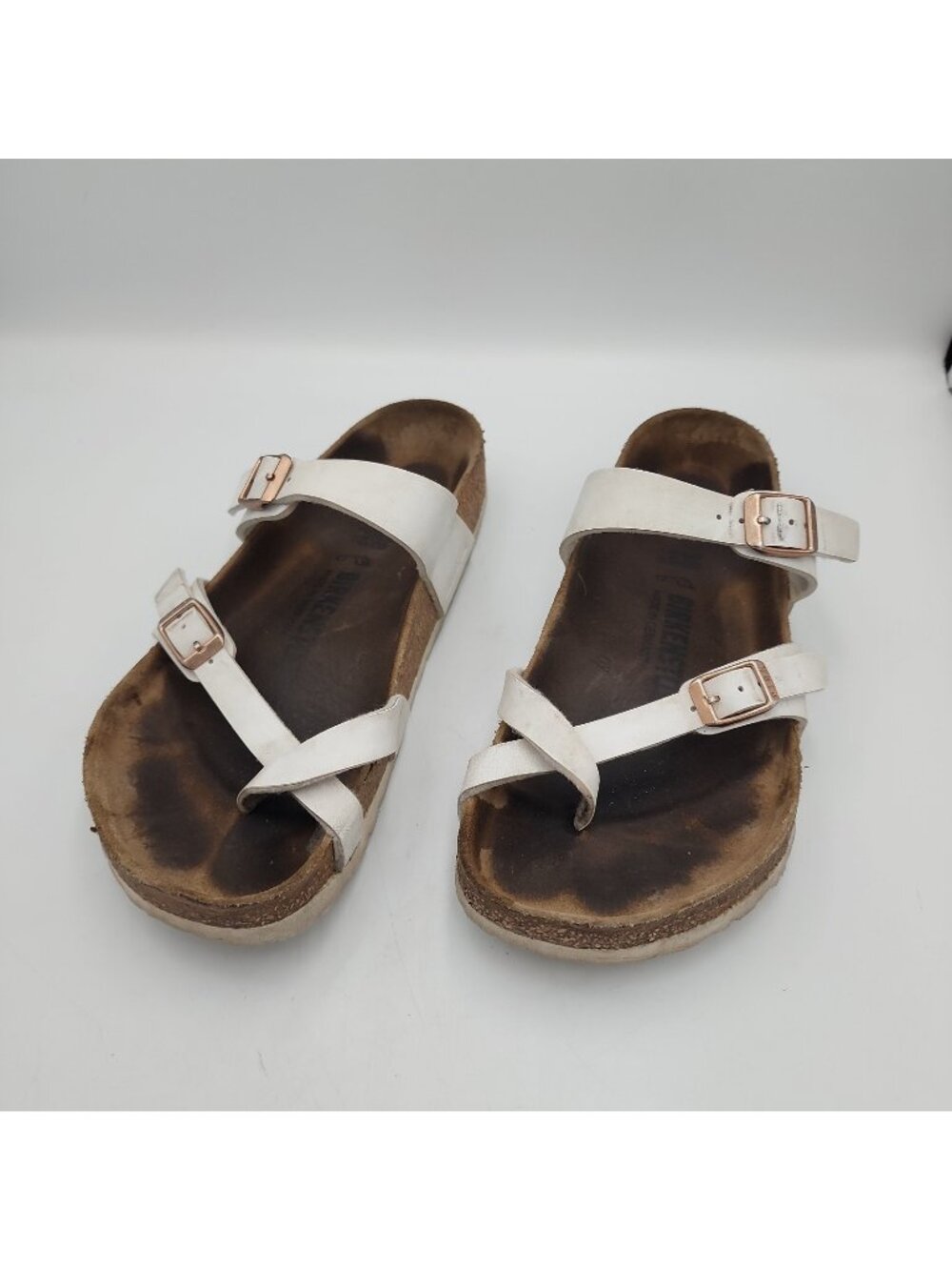 Birkenstock Mayari Birko-Flor Sandals Size 38 US 7 White Slip On Shoes